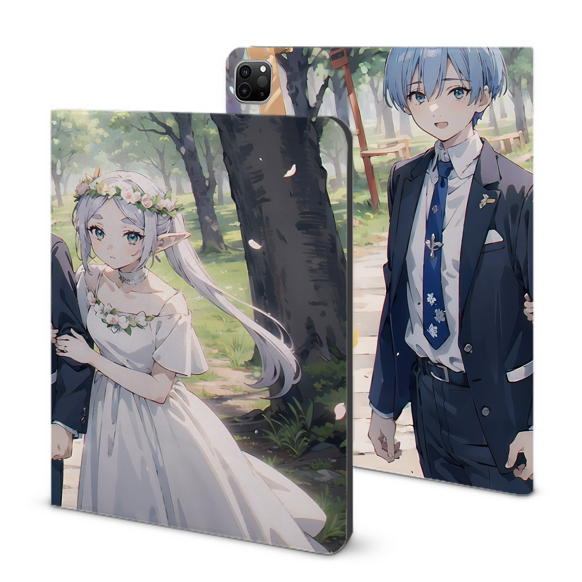 （画像用） 葬送のフリーレン Frieren IPad ケース ブック型 PUレザー TPU 耐衝撃 軽量 薄型 ペン収納なし 全面保護 IPad 各モデル対応